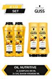Gliss Oil Nutritive Şampuan 400ml x 2+ Saç Kremi 360ml x2