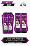 Gliss Full Hair Wonder Dökülme Karşıtı Şampuan 400ml x 2+ Saç Kremi 360ml x2