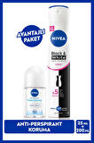 Kadın Sprey Deodorant Black & White Invisible Clear 200ml ve Mini Roll-on 25ml, Avantajlı Paket