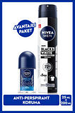 MEN Erkek Sprey Deodorant Black & White Invisible Original 200ml ve Fresh Active Mini Roll-on 25