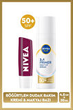 SUN SPF50 Primer Nemlendirici Makyaj Bazı 30ml ve Böğürtlen Nemlendirici Dudak Kremi ve Parlatıcısı