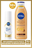 SUN SPF50 Güneş Koruyucu Nemlendirici Makyaj Bazı 30ml ve Sıkılaştırıcı Bronzluk Vücut Losyonu 250ml