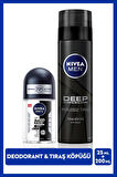 MEN Erkek Tıraş Köpüğü Deep Dimension 200ml ve Mini Roll-on Deodorant Black&White Original 25ml
