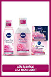 Aqua Rose Gül Suyu İçeren Çeyiz Seti, Makyaj Temizleme Suyu 400ml, Tonik 200ml, Gündüz ve Gece Kremi