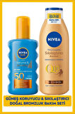 SUN SPF50 Güneş Koruyucu Bronzlaştırıcı Vücut Spreyi 200ml ve Sıkılaştırıcı Bronzluk Losyonu 250ml