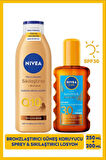SUN SPF30 Güneş Koruyucu Bronzlaştırıcı Vücut Spreyi 200ml ve Q10 Bronzlaştırıcı Vücut Losyonu 250ml