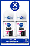 NIVEA Kadın Roll-on Deodorant Black&White Invisible Clear 25ml, 72 Saat Anti-perspirant Ter Koruması, Seyahat Boyu, Leke Karşıtı, Alkolsüz, X2 Adet