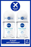 NIVEA Kadın Roll-on Deodorant Fresh Natural 25ml, 72 Saat Anti-perspirant Koruma, Seyahat Boyu, Terlemeye Karşı Koruma, Uzun Süren Ferahlık, X2 Adet