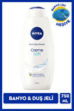 Creme Soft Kremsi Dokunuş Duş Jeli 750ml, Badem Yağı, C Vitamini, Banyo Lifi Hediyeli, Pürüzsüz ve Bakımlı Cilt, Avantajlı Paket