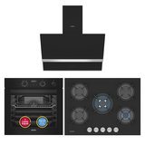 Simfer 0+10 Fonksiyon Steam Master Siyah 3'lü Ankastre Set ( 8244 Fırın - 3750 Ocak - 8738 Davlumbaz)