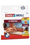 Tesamoll D-Profil  Kapı Pencere İzolasyon Bandı, 6mx9mmx7mm, Kahverengi + Kapı Altı Hava Akımı Önleyici Fırça, 1mx37mm