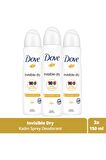 Kadın Sprey Deodorant Invisible Dry 1/4 Nemlendirici Krem Etkili 150 ml x3 Adet