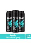 Erkek Sprey Deodorant Apollo 48 Saat Etkileyici Koku Vücut Spreyi 150 ml X3 Adet