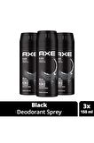 Axe Black Erkek Sprey Deodorant 150 ML x 3