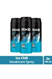 Erkek Deodorant & Bodyspray Ice Chill 48 Saat Etkileyici Koku 150 ml X3 Adet