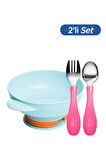 Wee Baby Süper Vakumlu Tabak ve Çelik Kaşık Çatal Seti Kız