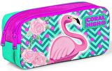 Coral High Kids Su Yeşili Pembe Simli Flamingo Desenli 3’lü Okul Çanta Seti - Kız Çocuk İlkokul