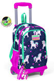 Coral High Kids Lacivert Pembe Unicorn Desenli Çekçekli 3'lü Çanta Seti SET0123366