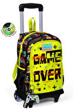 Coral High Kids Siyah Neon Sarı Game Over Desenli Çekçekli 3'lü Çanta Seti SET0123928