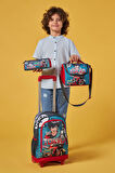 Coral High Kids Gri Nefti Anime Motorsiklet Desenli Üç Bölmeli Çekçekli 3'lü Çanta Seti SET0123964