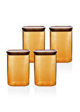 The Mia The Mia Akasya Dikdörtgen Cam Kavanoz Seti Amber 4 Parça 1200 ml