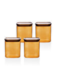 The Mia The Mia Akasya Dikdörtgen Cam Kavanoz Seti Amber 4 Parça 900 ml