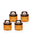 The Mia The Mia Akasya Kulplu Cam Kavanoz Seti Amber 4 Parça 350 ml