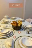 2’li Set Mat Gold 6'lı Supla Oval Köşeli Ekmek Sepeti Bej Mutfak Seti
