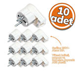 Far Fiş Topraklı Erkek UPS Beyaz 10'lu Set