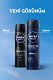 NIVEA MEN Erkek Sprey Deodorant Deep Dimension Aktif Karbon 150ml, 72 Saat Anti-perspirant Koruma, X3 Adet