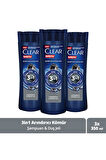 Clear Men 3 in 1 Arındırıcı 350 ml 3 Adet Kepek Şampuanı ve Duş Jeli