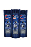Clear Men 3 in 1 Arındırıcı 350 ml 3 Adet Kepek Şampuanı ve Duş Jeli