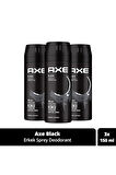 Axe Black Deodorant & Body Spray 150 ml x3