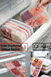 12 Adet Dondurulmuş Mini 4 Bölmeli Öğünlük Et Sebze Saklama Kabı - Kıyma Tavuk Buzluk Organizer
