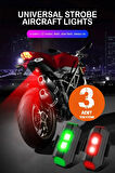 7 Renkli Rgb Led Motosiklet Uyarı Kaza Önleyici Usb Şarjlı Mini Sinyal Led Drone Lamba (3 Adet)