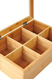 Bambu Çay Kutusu 6 Bölmeli 24X16X7 - Kapaklı Bitki Çayı Kutusu