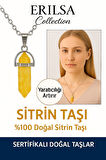 Sertifikalı Çivi Model Sitrin Taşı Kolye – Bolluk, Neşe ve Pozitif Enerji Taşı