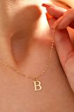 14 Ayar Altın B Harf İnce Aynalı Zincir Kolye