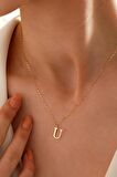 14 Ayar Altın U Harf İnce Aynalı Zincir Kolye
