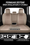 Fiat Scudo  Uyumlu 5 KOLTUK TAM SET CARUSA SERİSİ TAM SET TAY TÜYÜ OTO KOLTUK KILIFI BEJ-SİYAH