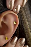 Gold Çelik Kelebek Piercing Helix Kıkırdak