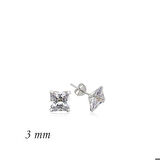 Gümüş Kare Tek Taş Zirkon Küpe - 3 mm