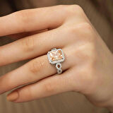 Gümüş Baget Kare Kadın Yüzük