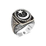 Gümüş Ay yıldız Oval Erkek Yüzük