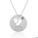 Gümüş El Ayak İzi İsimli Anne Kolyesi
