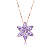 Gümüş Rose Lila Lotus Çiçeği Kolye