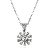 Gümüş Trapez Taşlı Çiçek Kadın Kolye