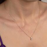 Swarovski Taşlı Gümüş Tektaş Kadın Kolye