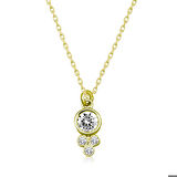 Gümüş Gold Çiğ Damlası Yuvarlak Tektaş Kadın Kolye