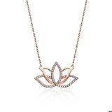 Gümüş Rose Lotus Çiçeği Kolye